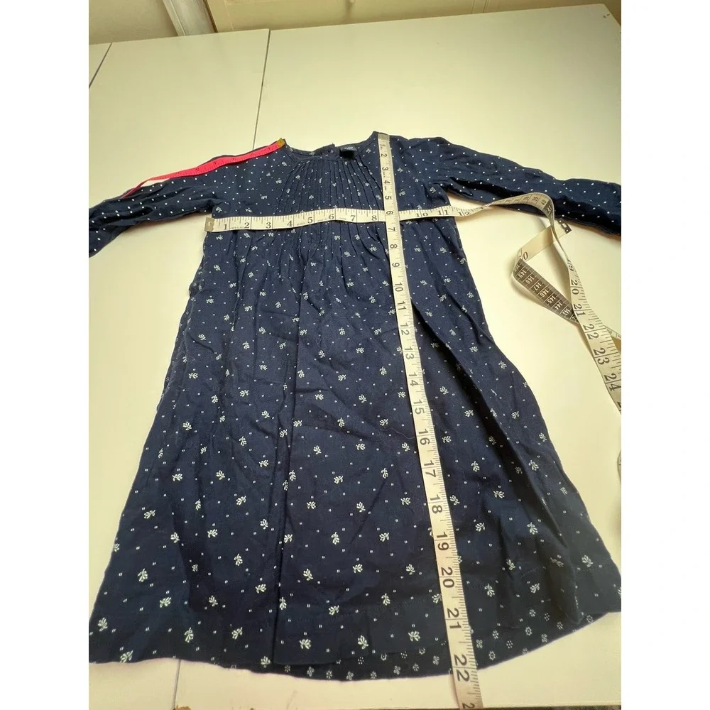 Baby GAP Toddler Girl's Navy Blue White Lined Cotton Smock Pleat  Dress 4 Years